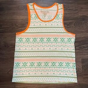 Mens Ring of Fire 🔥 White Orange & Green Top 2XL
